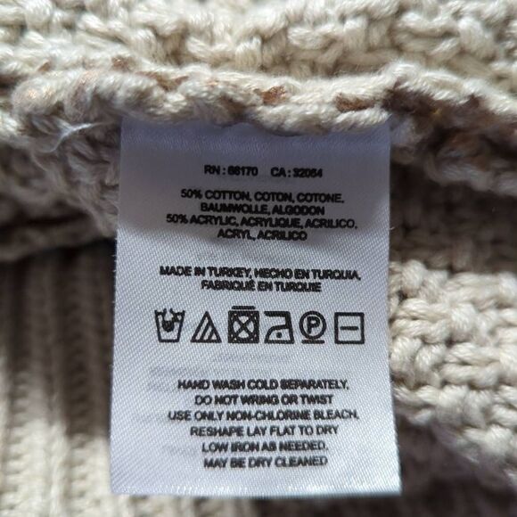 ANTHROPOLOGIE Moth Sweater Woman's Size Large Tan Shark Bite Hem Long Sleeve - Picture 10 of 12